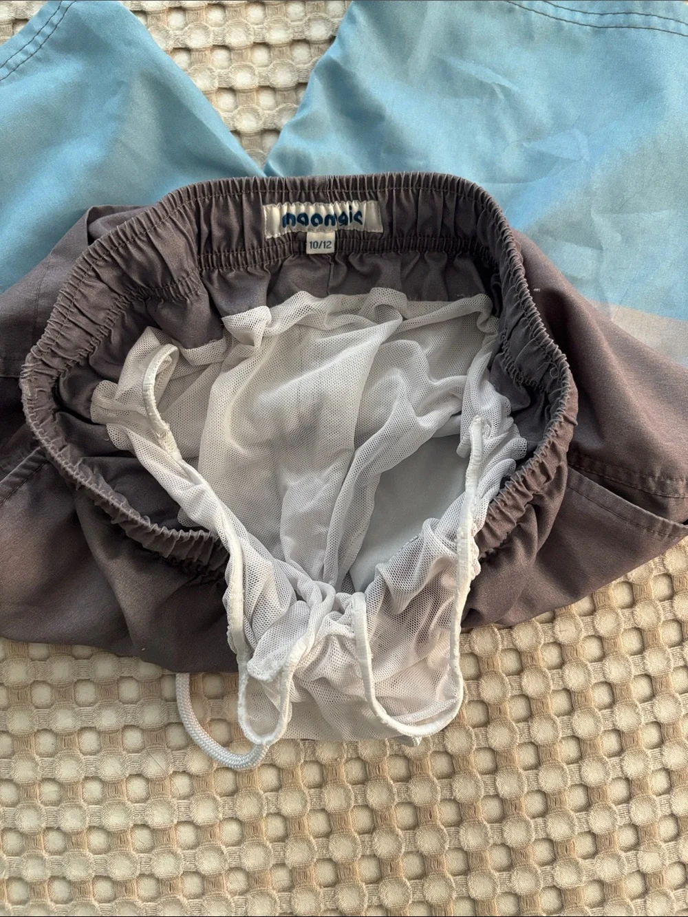 Light Mint Green Swim Shorts with Charcoal Gray Swim Trunks